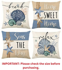 Christmas Nautical Beach Shell Starfish Sea Linen 6 Cushion Covers Set 45x45cm
