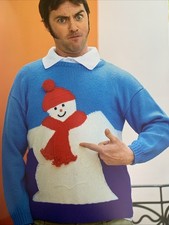 Knitting Pattern Snowman Jumper Mens DK For Animal Charity