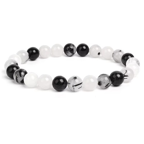 Natural stone beads bracelet - natural,