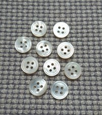 10 Shiny MOP Pearl Shell Look Buttons 11mm Aran Cardigan Jumper 2 Hole Vintage 