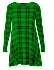 Women Long Sleeve Print Swing Dress Flared A Line Skater Dress Top Size 8-26