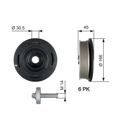 Gates tvd1041a belt pulley - tvd1041a,