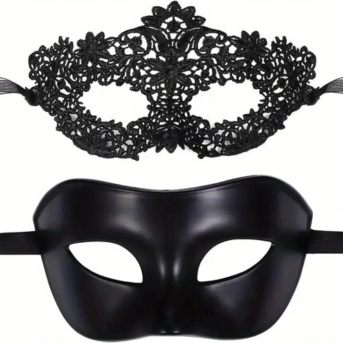 2pcs black lace - lace, masquerade