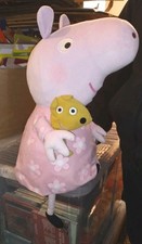 Girls Ty Large 15" Peppa Pig Teddy Soft Toy wearing pink floral flower dress