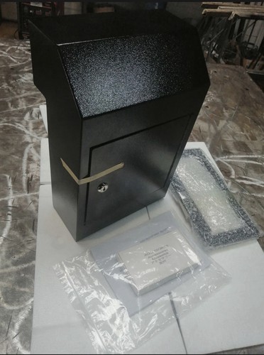 Black rear opening mail box - black,