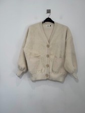 Pink Dog Cardigan Womens Size Small Ivory Oversized Knitted Soft Mohair Button