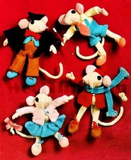 Vintage Toy Mouse Knitting Pattern. 4 Cute Little Mice. Use oddments to make.