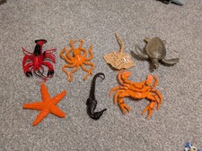 7 X Plastic Sea Creatures Toy Models. Lobster, Turtle, Crab, Starfish Etc