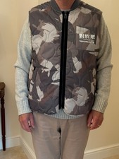 River Island Mens Quilted Gillet Grey Camouflage Sleeveless Zip Outerwear Size L