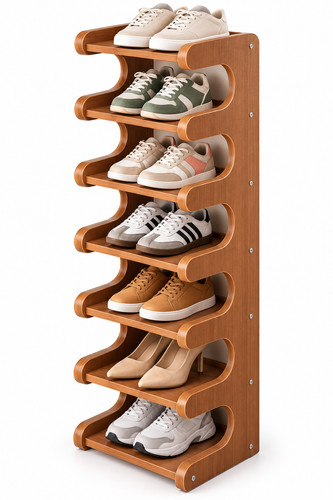 Tier narrow wooden shoe rack - 7,