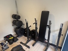 Home Gym - Adjustable Bench, Squat Rack, Barbell, EZ Bar, Plates total 245kg !! 
