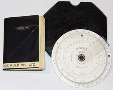 VTG 1960s CONCISE CIRCULAR SLIDE RULE No 28! CONVERSION TABLES/POUCH/INSTR/JAPAN