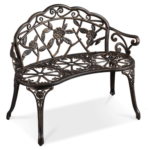 Metal garden bench with rose - garden,