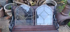 Copper Framed Antique Arch Glass Panels X2