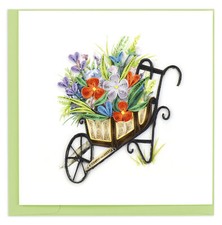 Quilling Wheelbarrow Flowers Rainbow Garden Hand-Finished Art Greeting Card