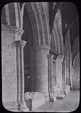Glass Magic Lantern Slide ST DAVIDS CATHEDRAL CHOIR AISLE C1890 PHOTO WALES
