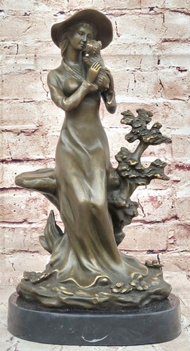 Rare signed lady dog - dog, bronze