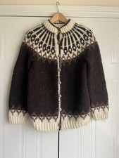Hand Knitting Association of IceIand 100% Wool Hand Knit Lopapeysa Cardigan S-M
