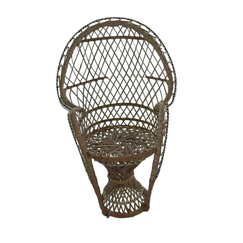 Vtg wicker peacock - fan, back