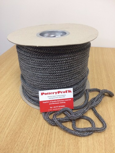 6mm black stove rope white - black,