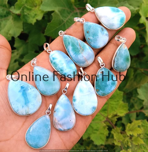 Blue larimar gemstone - blue, 925