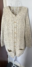 Beautiful Cosy Hand knitted Aran Style Cardi With Pockets Plus Size 26 In Ex Con