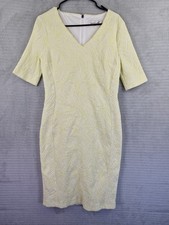 Damsel In A Dress Yellow Floral Bodycon Midi Dress Size UK 12 Fully Lined