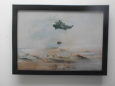 Falklands Campaign print 'Sea King Airlifting Ammunition - 29 Commando ' FRAMED