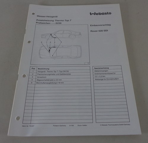 Einbauanweisung webasto - einbauanweisung,
