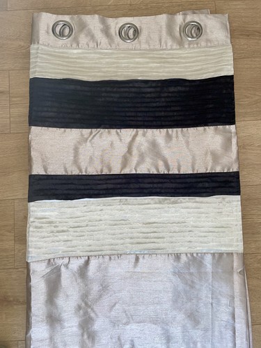 Lined eyelet curtains striped - eyelet,