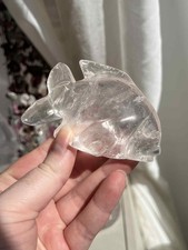 small clear quartz crystal fish shaped carving