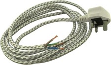 Mains 3 pin Plug Cable Lead Wire Braided For Steam Iron 13A 3-Core 0.75mm 2.5M