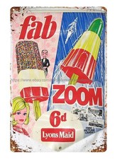 Fab Zoom Lyons Maid ice cream pops metal tin sign outdoor kitchen wall art