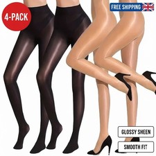 4 Pair Women's Oiled Glossy Pantyhose Sparkling Tights Stockings Multi-Pack