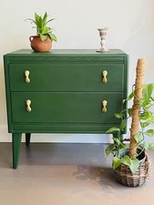 VINTAGE HARRIS LEBUS CHEST OF DRAWERS IN FARROW & BALL DUCK GREEN