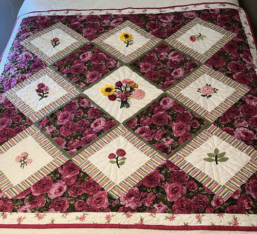 Ribbon applique coverlet hand - ribbon,