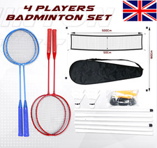 Professional 4 Player Badminton Set Racket Shuttlecock Outdoor Pole Garden Game