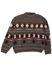 C&A Mens Crew Neck Jumper Sweater Large Grey Argyle/Diamond Acrylic HL07