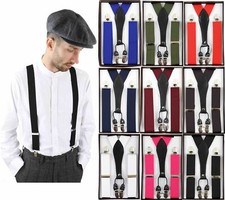 Men Suspender Braces Classic Vintage Retro Trouser Gatsby Peaky Blinders Multi 