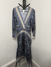 H&M Blue Paisley Pleated Midi
