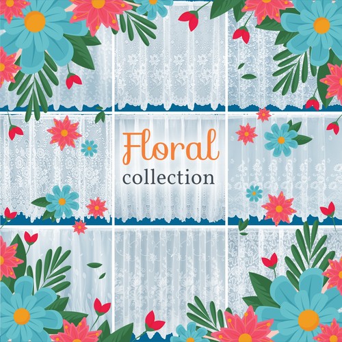 Floral collection white net - collection,