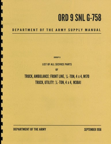 M38a1 jeep parts list book - list,
