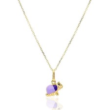 14K Yellow Gold Purple Enamel