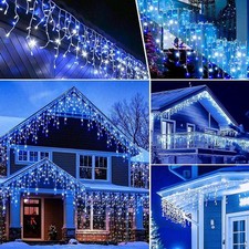 LED Waterfall Icicle Light Outdoor Snowing Chase Xmas Home Garden Decor
