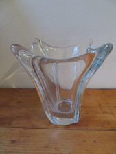 1.6kg French art glass crystal vase, 4-lobe twisted. Mid century  1960s Vannes ?