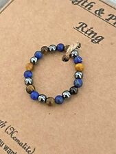 STRENGTH COURAGE STACKING RING GEMSTONE SUPPORT PROTCTION REIKI HEMATITE  LAPIS