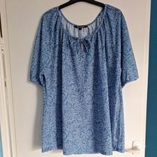 Ladies Bonmarche Top Size 22 Blue Short Sleeves Round Neck