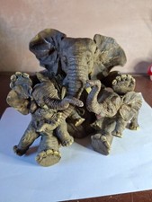 6.5 Inch Tall Resin Elephant Figurine Mum And 2 Babies