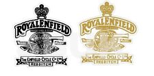 ROYAL ENFIELD MOTORCYCLE RETRO STICKERS  GOLD / BLACK STANDARD CLEAR REVERSE x2