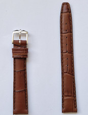 Rotary Ladies Leather Watch Strap Padded Alligator Grain Brown 14mm Sil Buckle